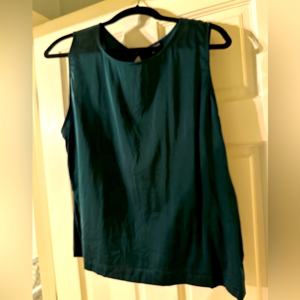 Eileen Fisher Silk Sleeveless Top in “Pine”